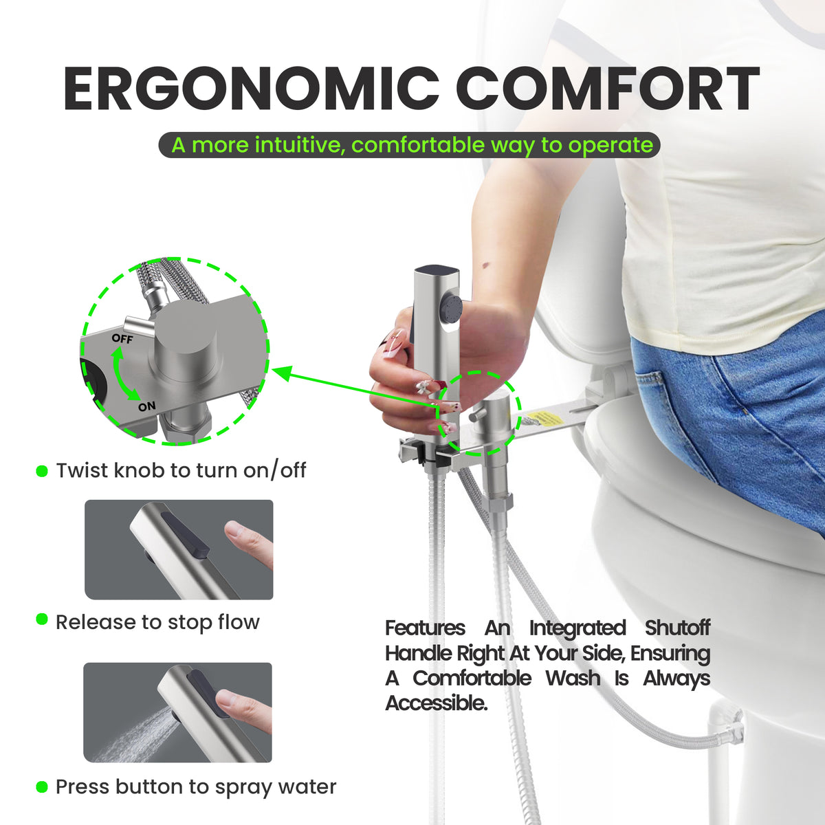 RV Bidet Sprayer with Stainless Steel Holster, Side-Mounted Handheld Bidet with Hose, Sprayer