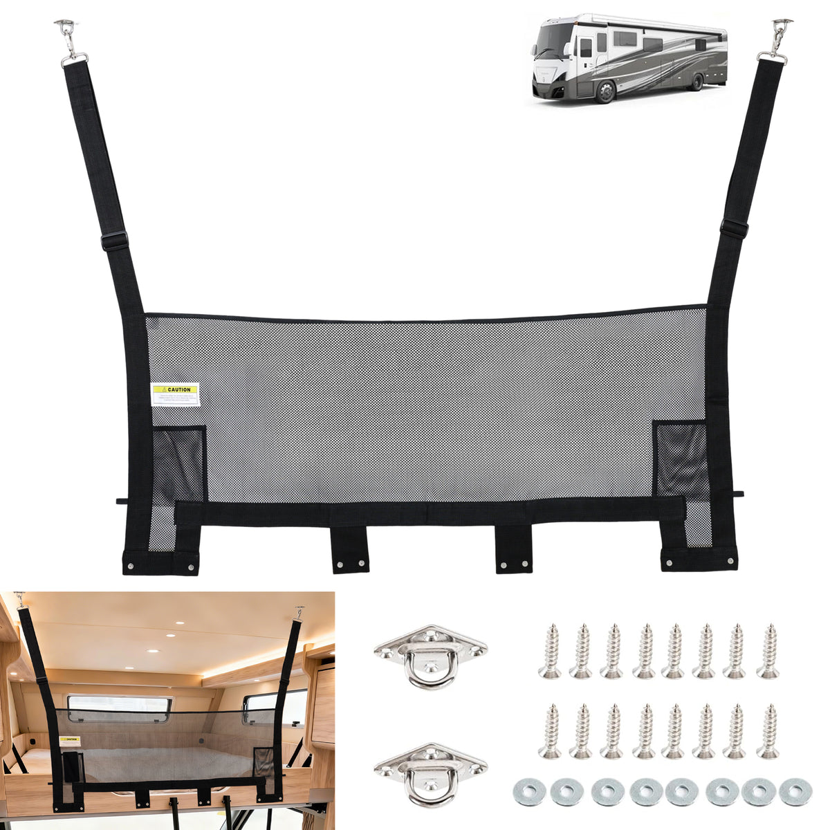 49" x 18" RV Bunk Bed Safety Net for Bunk Beds with Hardwares