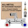 4" All Metal RV Shower Faucet with Quick Connect, 360° Swivel L-Shaped Adapter