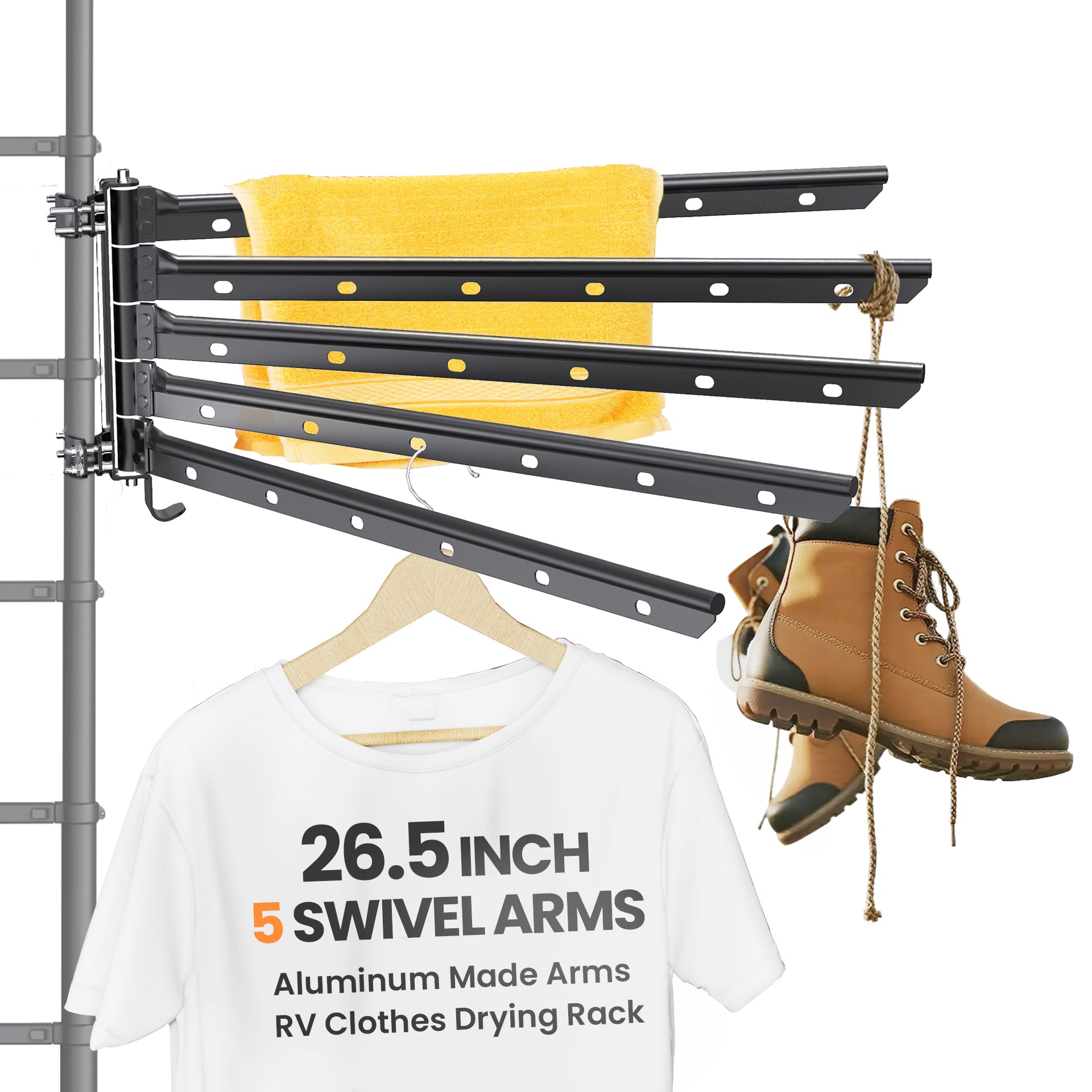 5 Swivel Arms RV Clothes Drying Rack