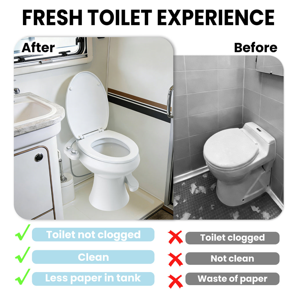RV Bidet Toilet Seat Attachment, Support for SEAFLO