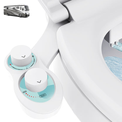 RV Bidet for Camper Toilet, Non-Electric Toilet Sprayer Attachment with Dual Nozzles, Adjustable Pressure