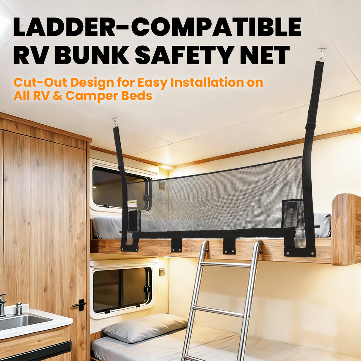 49" x 18" RV Bunk Bed Safety Net for Bunk Beds with Hardwares
