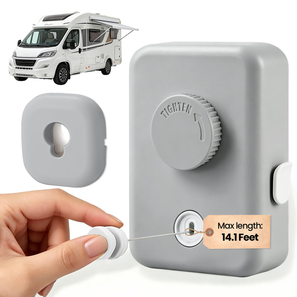 Retractable Heavy Duty Clothes Drying Line with Adjustable Tension Lock (Grey)