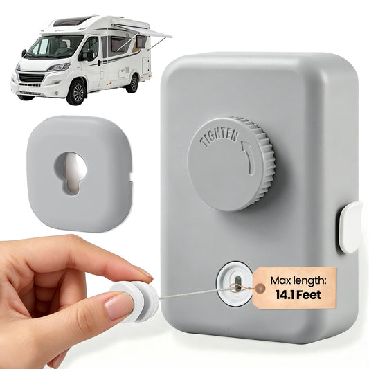 Retractable Heavy Duty Clothes Drying Line with Adjustable Tension Lock (Grey)