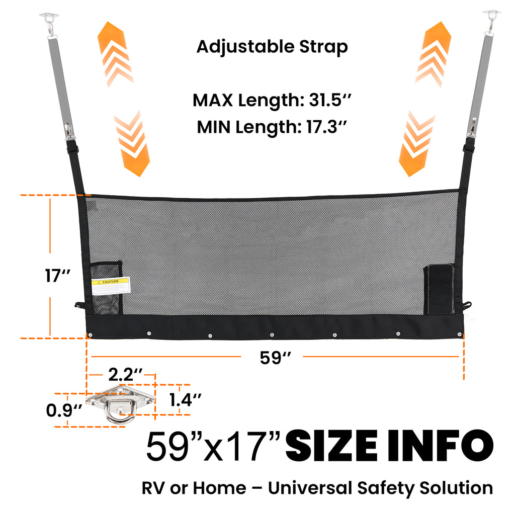 RV Bunk Bed Safety Net for Bunk Beds with Hardwares