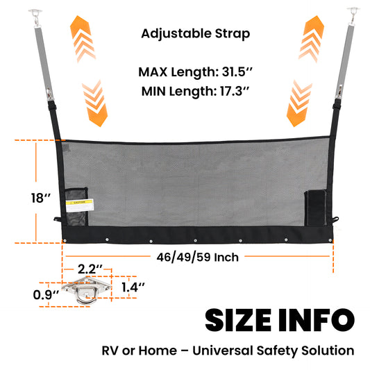RV Bunk Bed Safety Net for Bunk Beds with Hardwares