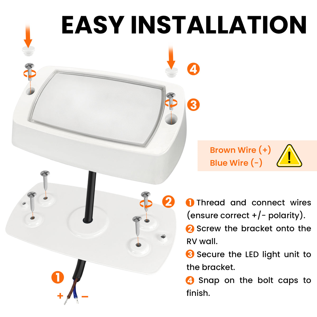 Aluminum RV Exterior Porch Light with Dual-Color Switchable (White Housing)