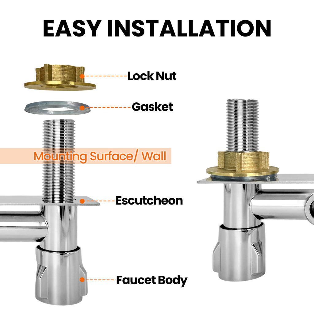 4" All Metal RV Shower Faucet with Quick Connect, 360° Swivel L-Shaped Adapter
