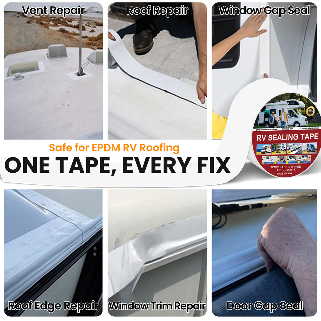 2 Pcs RV Roof Tape, Heavy Duty Waterproof Butyl Sealant Tape for Leak Repair (White, 4 Inch x 50 Ft, 1/32"Thickness)