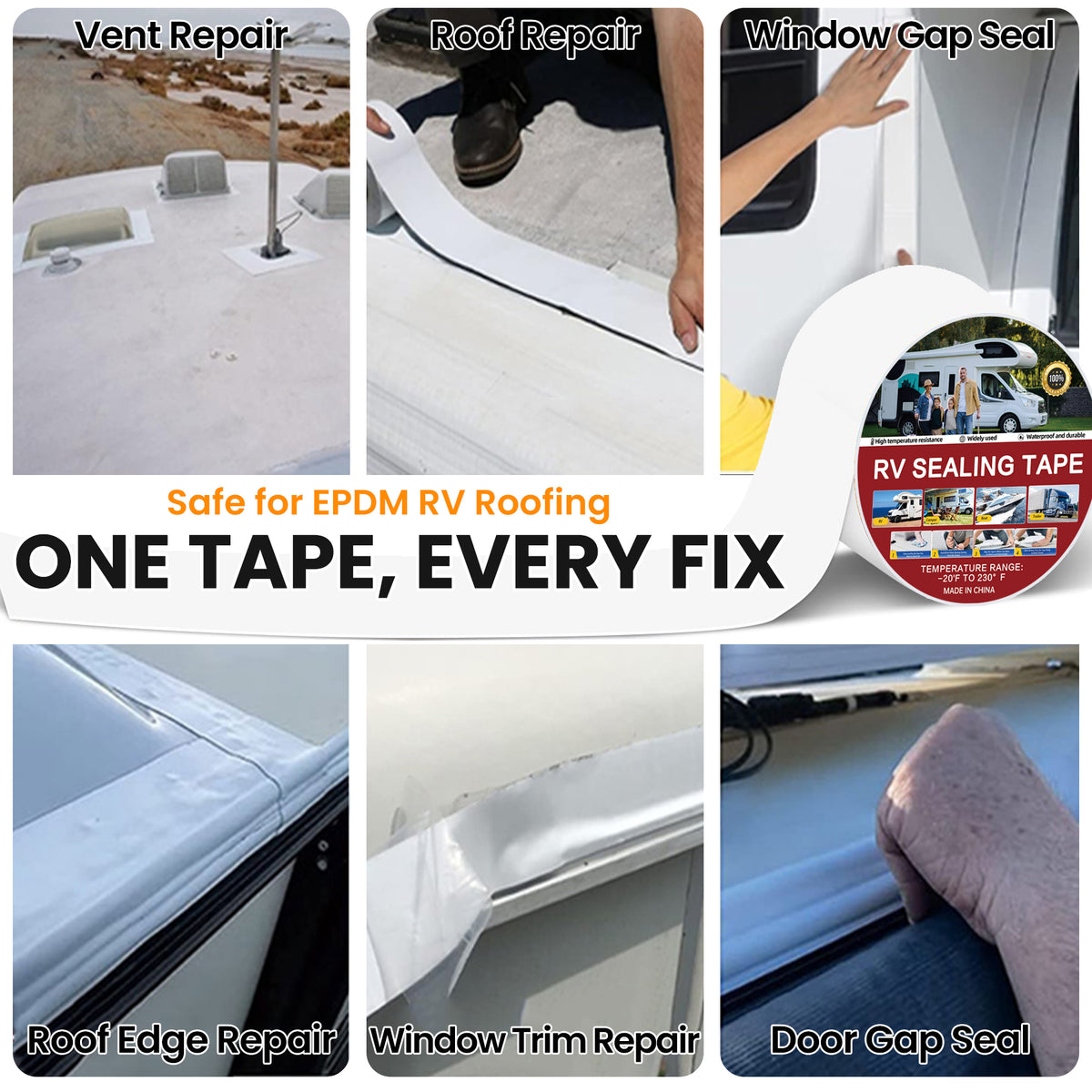 2 Pcs RV Roof Tape, Heavy Duty Waterproof Butyl Sealant Tape for Leak Repair (White, 4 Inch x 50 Ft, 1/32"Thickness)