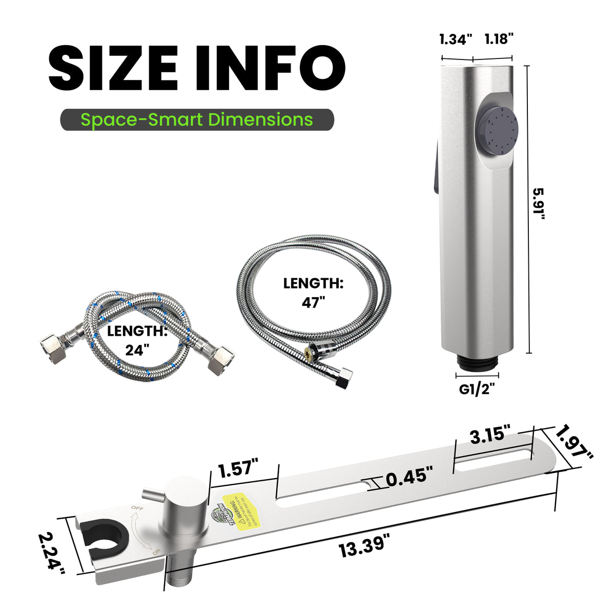 RV Bidet Sprayer with Stainless Steel Holster, Side-Mounted Handheld Bidet with Hose, Sprayer