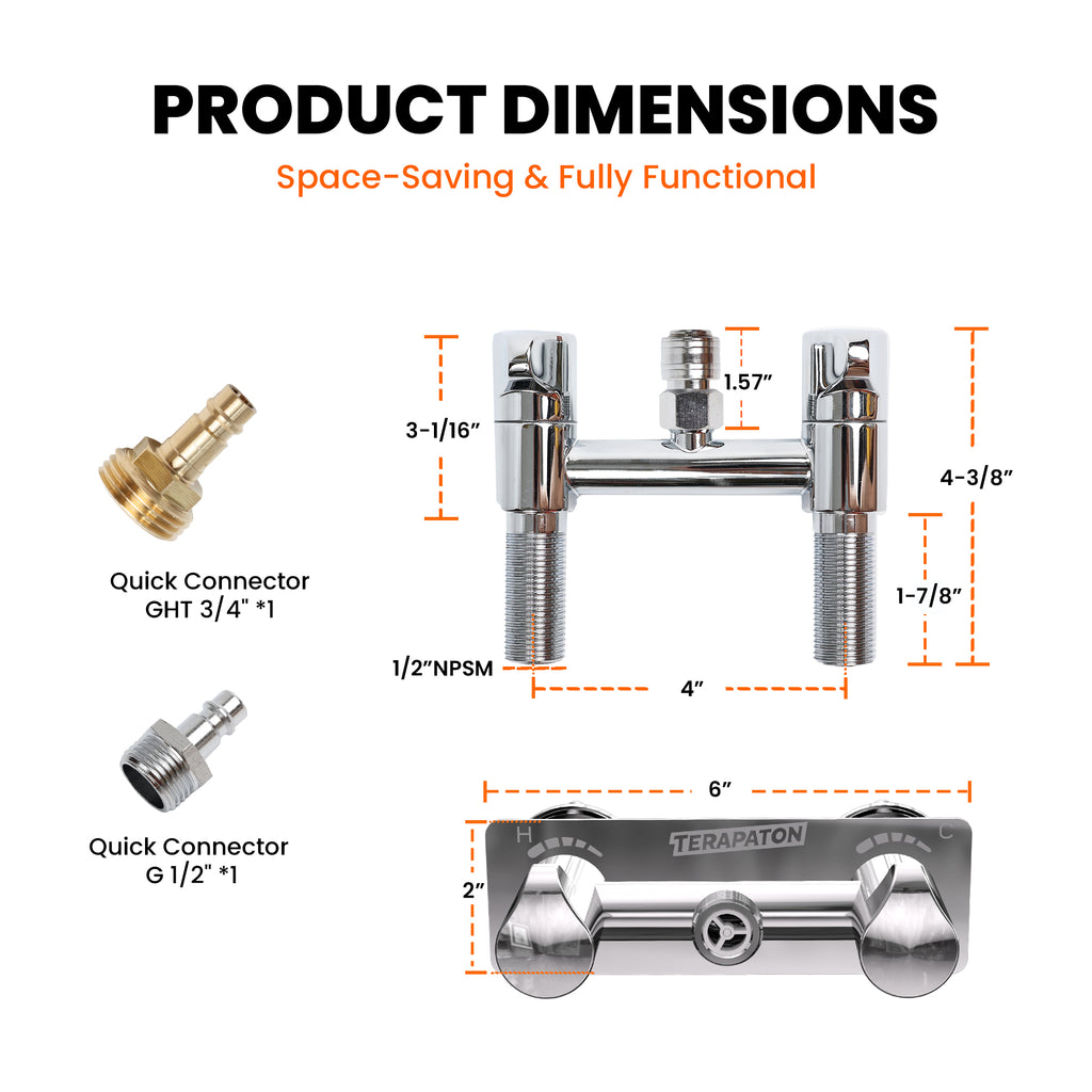 All Metal RV Interior/Exterior Shower Faucet with Quick Connect