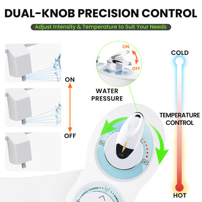 RV Hot and Cold Water Bidet Toilet Seat Attachment, RV Bidet for Camper Toilet with Dual Nozzles