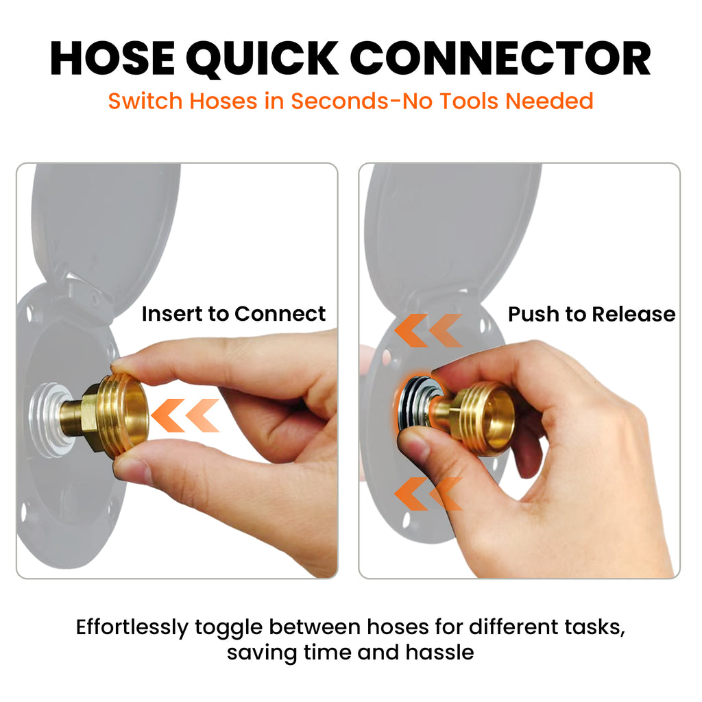 All-Metal RV Quick Connect Spray Port with G1/2" & GHT 3/4" Adapters