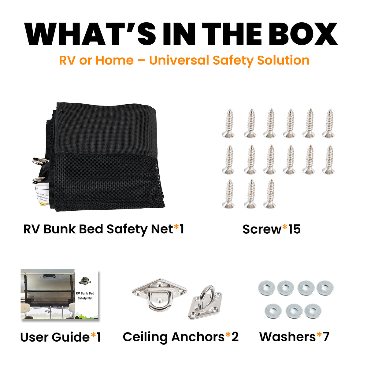 RV Bunk Bed Safety Net for Bunk Beds with Hardwares