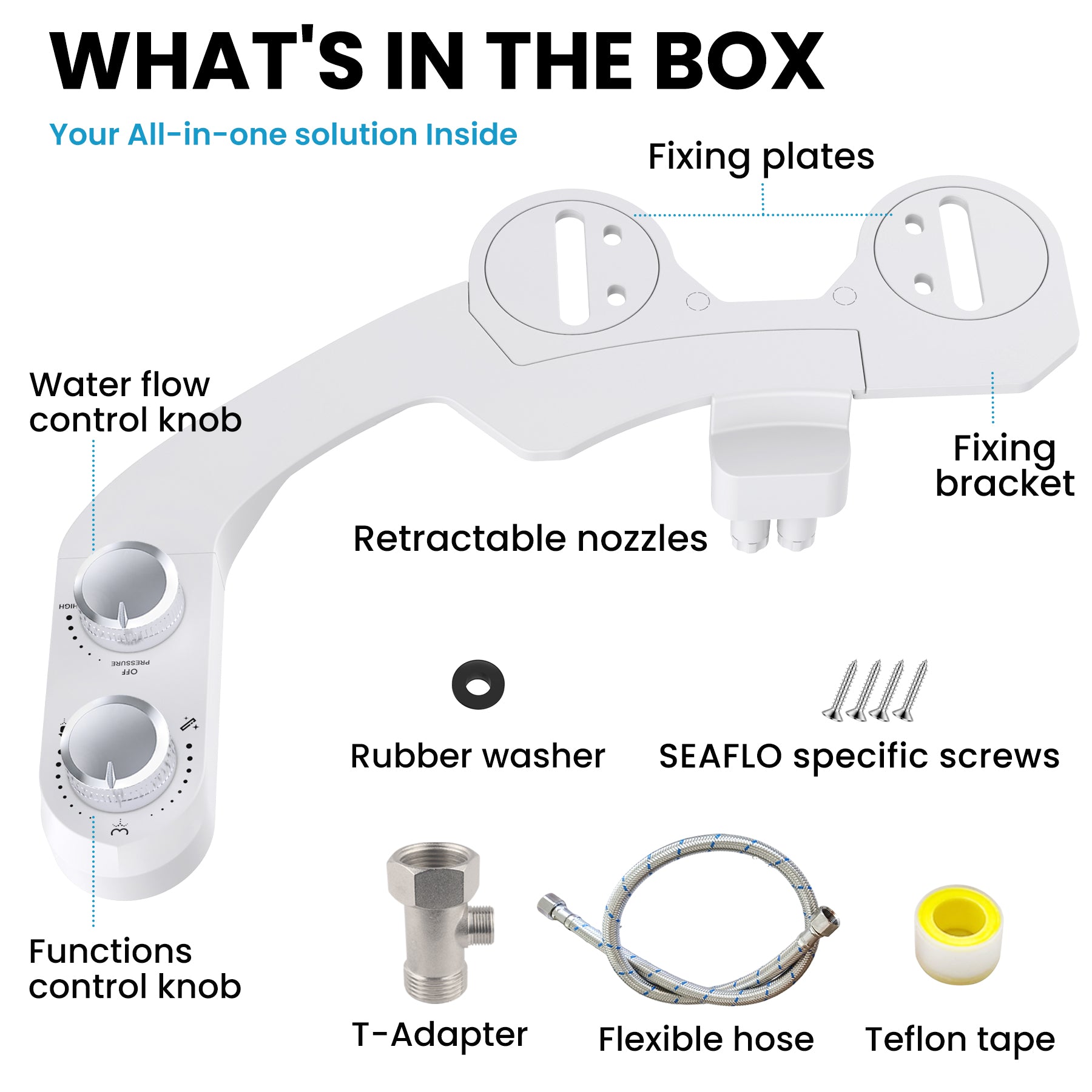 RV Bidet Toilet Seat Attachment, Support for SEAFLO