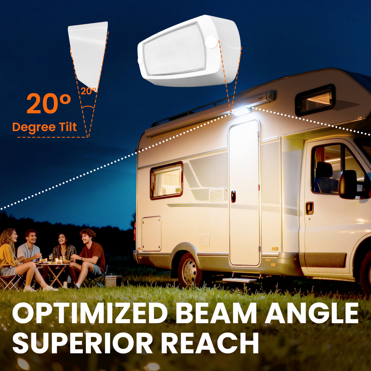 Aluminum RV Exterior Porch Light with Dual-Color Switchable (White Housing)