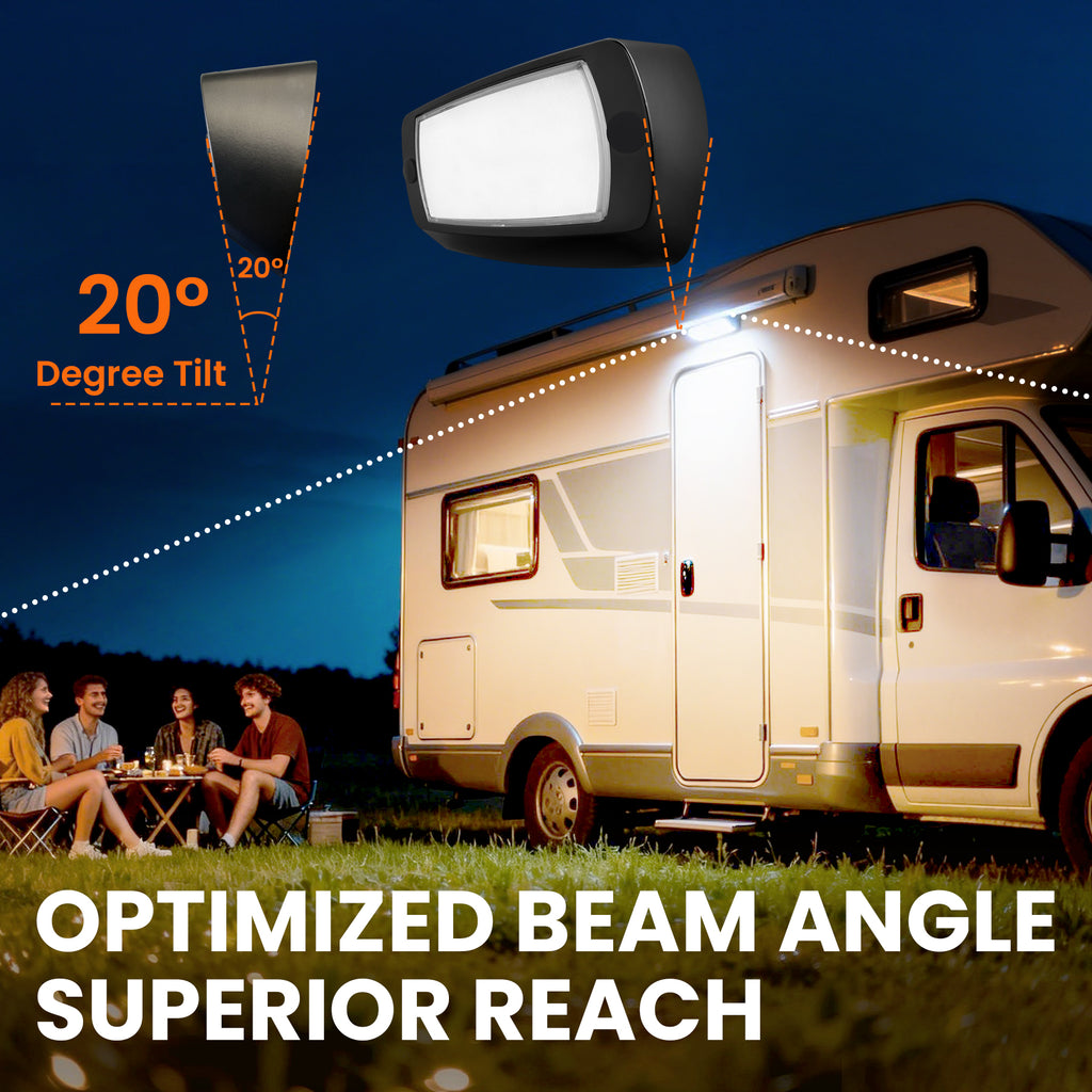 Aluminum RV Exterior Porch Light with Dual-Color Switchable  (Black Housing)