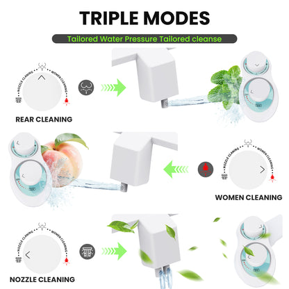 RV Bidet for Camper Toilet, Non-Electric Toilet Sprayer Attachment with Dual Nozzles, Adjustable Pressure