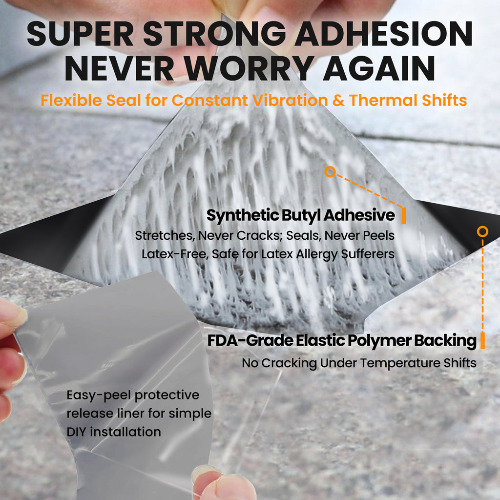 2 Pcs RV Roof Tape, Heavy Duty Waterproof Butyl Sealant Tape for Leak Repair (Black, 4 Inch x 50 Ft, 0.028"Thickness)