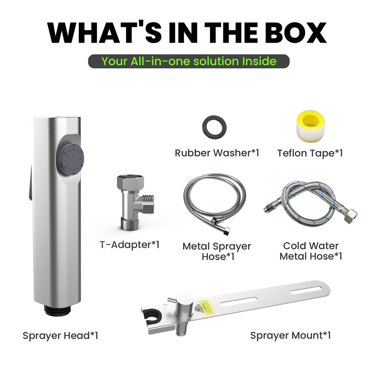 RV Bidet Sprayer with Stainless Steel Holster, Side-Mounted Handheld Bidet with Hose, Sprayer