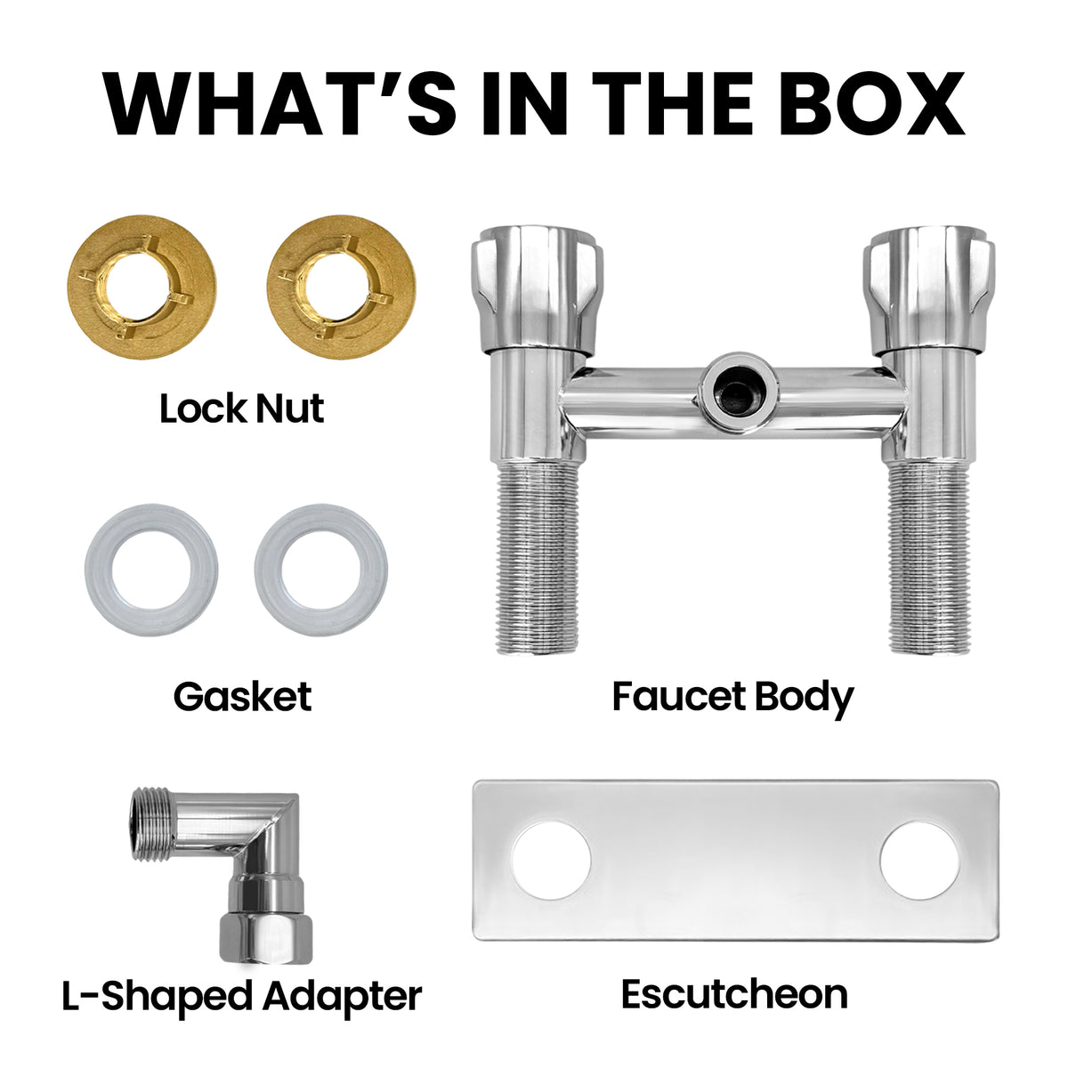 4" All Metal RV Shower Faucet with Quick Connect, 360° Swivel L-Shaped Adapter