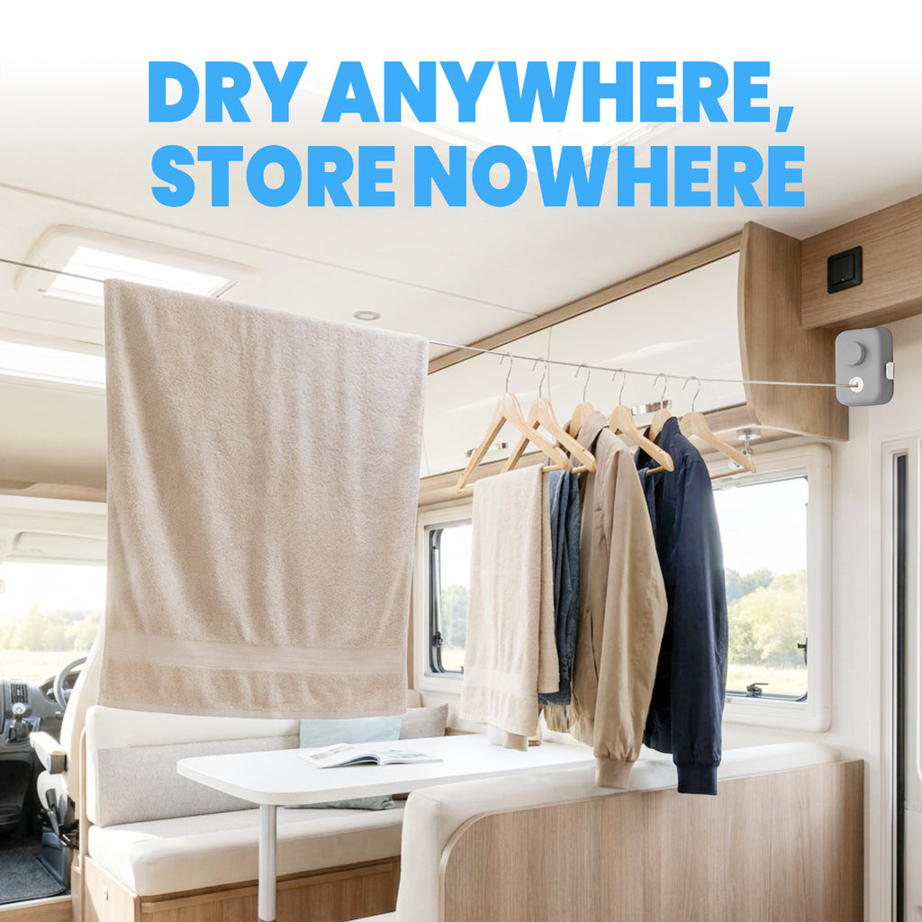 Retractable Heavy Duty Clothes Drying Line with Adjustable Tension Lock (Grey)