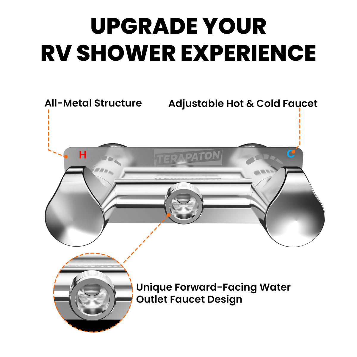 4" All Metal RV Shower Faucet