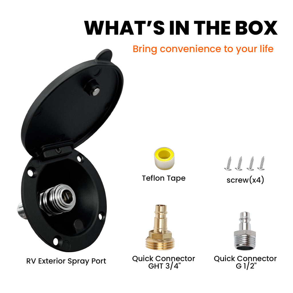 All-Metal RV Quick Connect Spray Port with G1/2" & GHT 3/4" Adapters