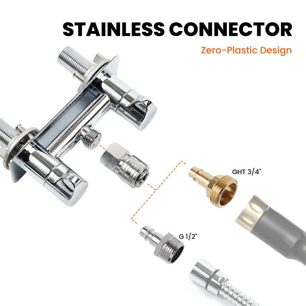 All Metal RV Interior/Exterior Shower Faucet with Quick Connect