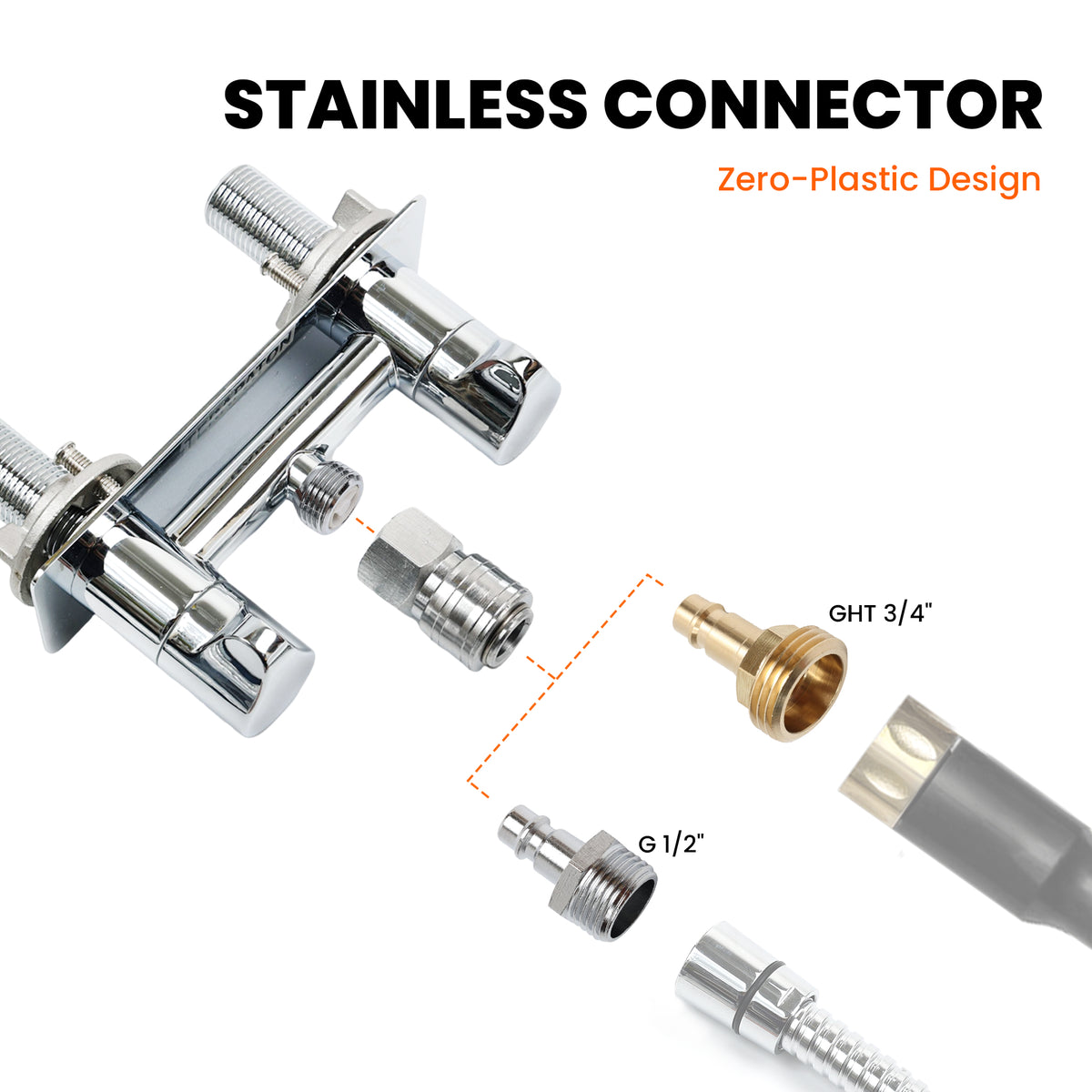 All Metal RV Interior/Exterior Shower Faucet with Quick Connect