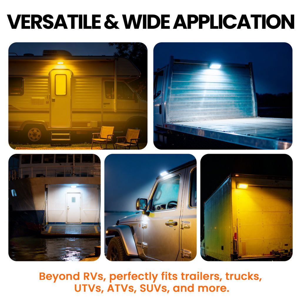 Aluminum RV Exterior Porch Light with Dual-Color Switchable  (Black Housing)