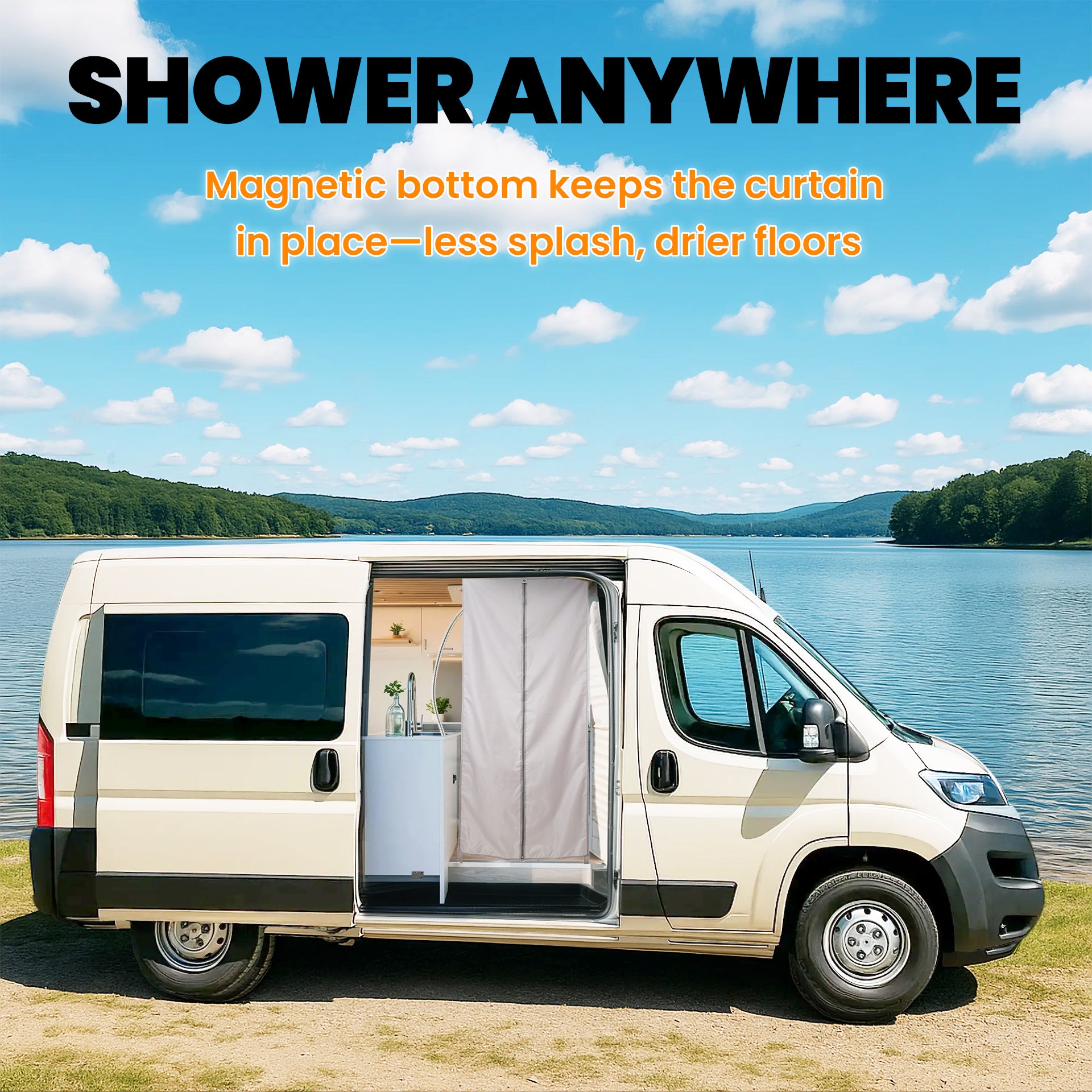 Camper Van Shower Curtain (30" W x 72" H)