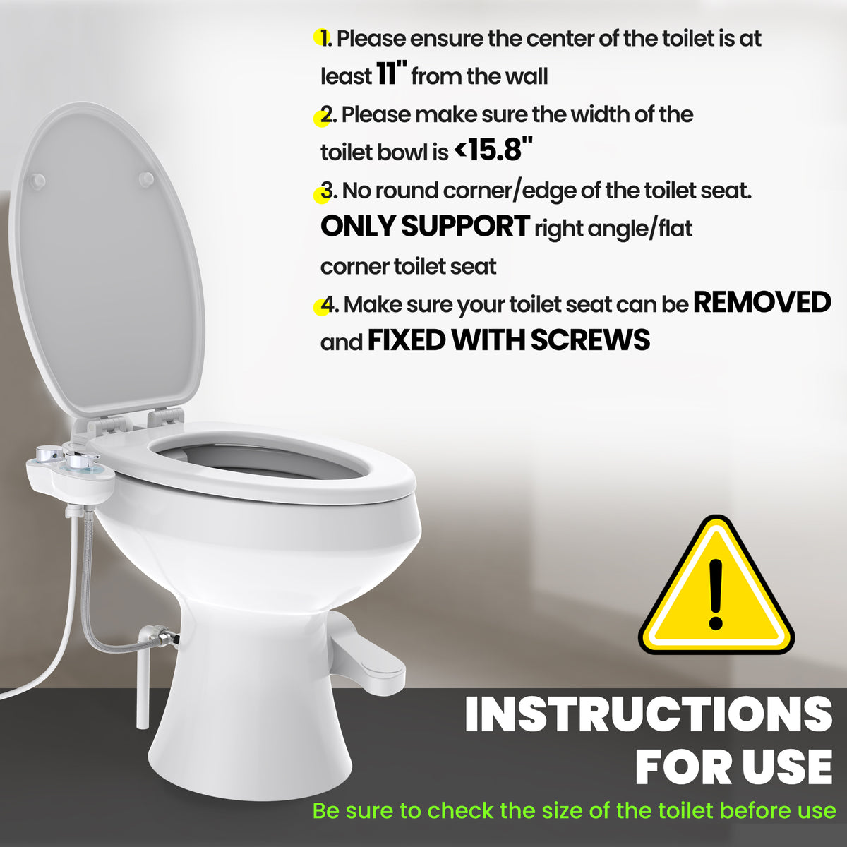 RV Hot and Cold Water Bidet Toilet Seat Attachment, RV Bidet for Camper Toilet with Dual Nozzles