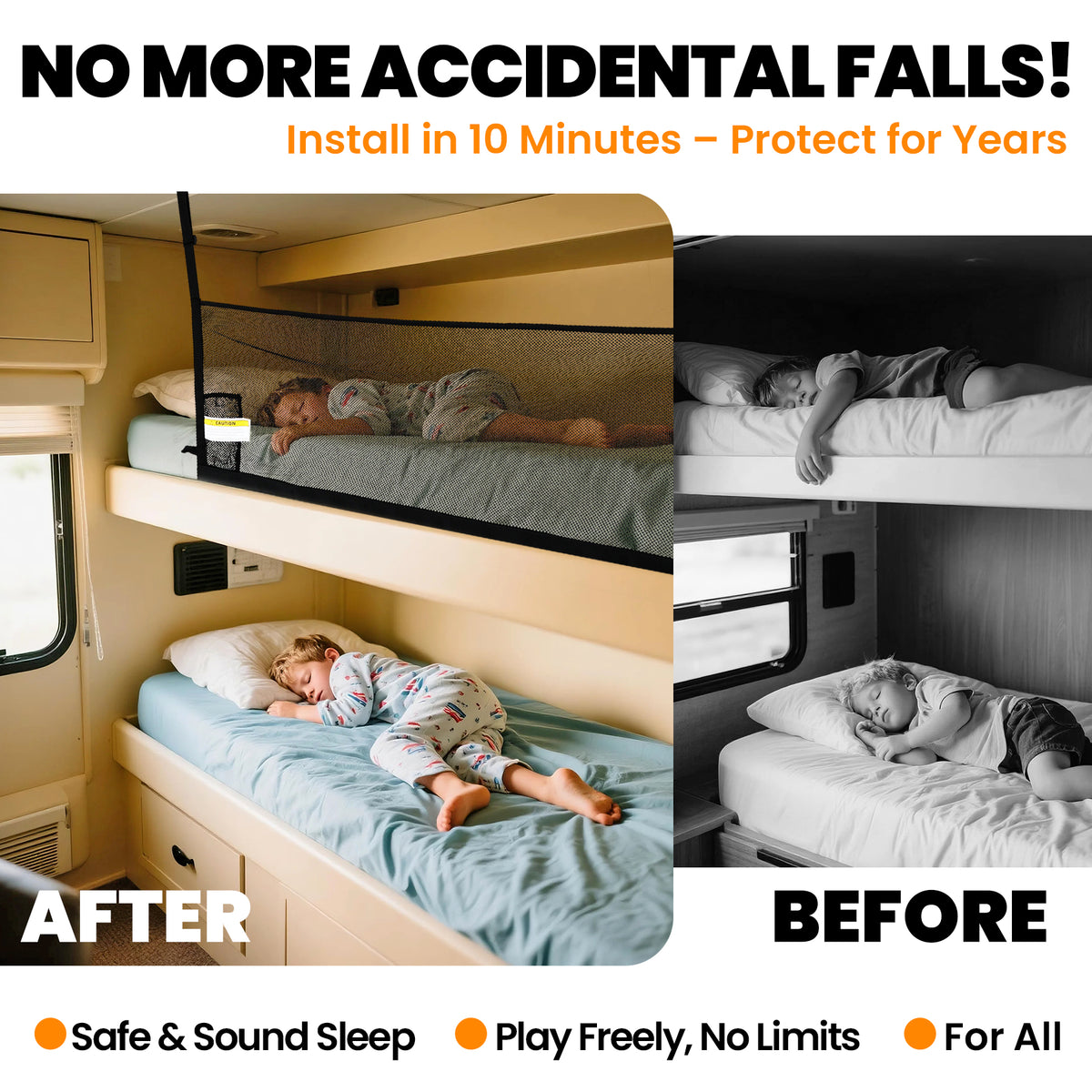 49" x 18" RV Bunk Bed Safety Net for Bunk Beds with Hardwares