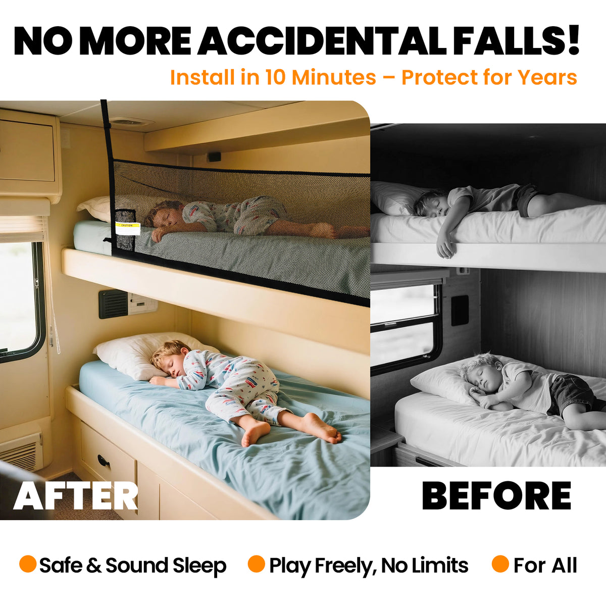 RV Bunk Bed Safety Net for Bunk Beds with Hardwares