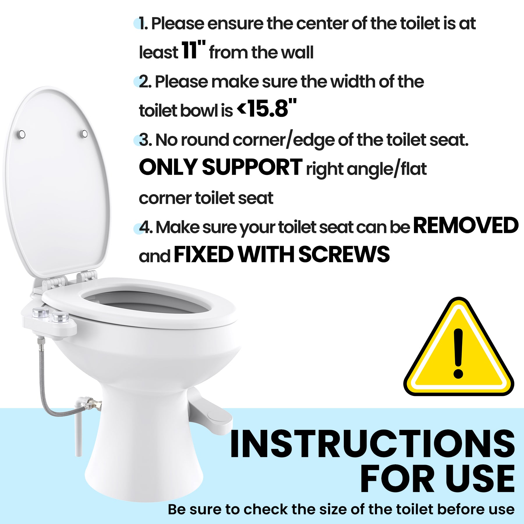 RV Bidet Toilet Seat Attachment, Support for SEAFLO