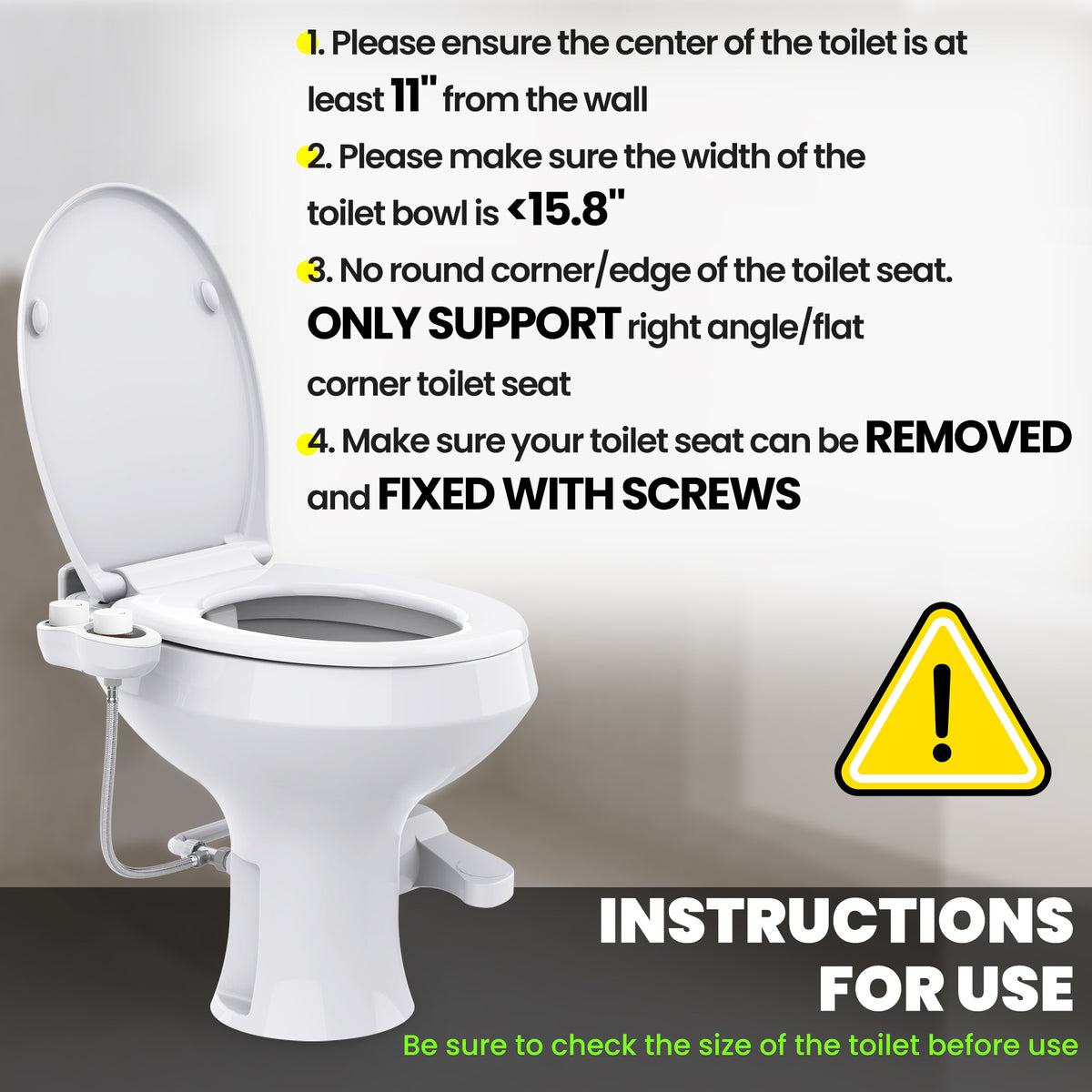 RV Bidet for Camper Toilet, Non-Electric Toilet Sprayer Attachment with Dual Nozzles, Adjustable Pressure