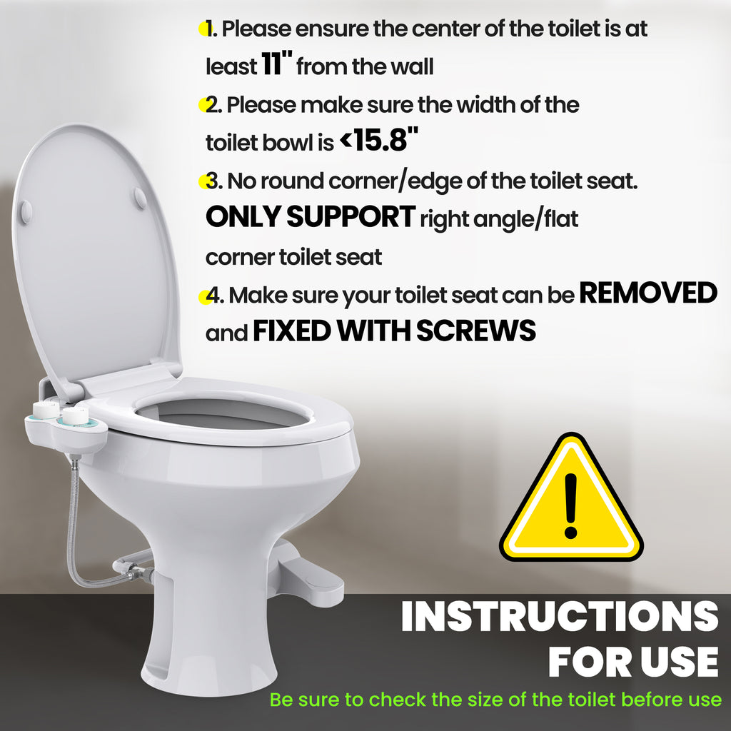 RV Bidet for Camper Toilet, Non-Electric Toilet Sprayer Attachment with Dual Nozzles, Adjustable Pressure