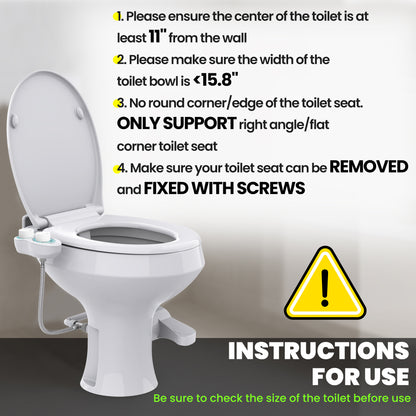 RV Bidet for Camper Toilet, Non-Electric Toilet Sprayer Attachment with Dual Nozzles, Adjustable Pressure
