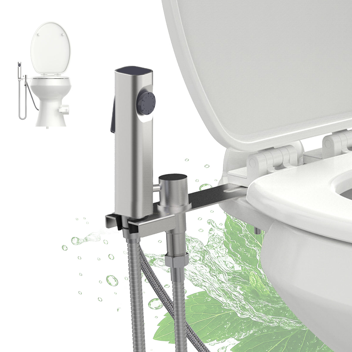 RV Bidet Sprayer with Stainless Steel Holster, Side-Mounted Handheld Bidet with Hose, Sprayer