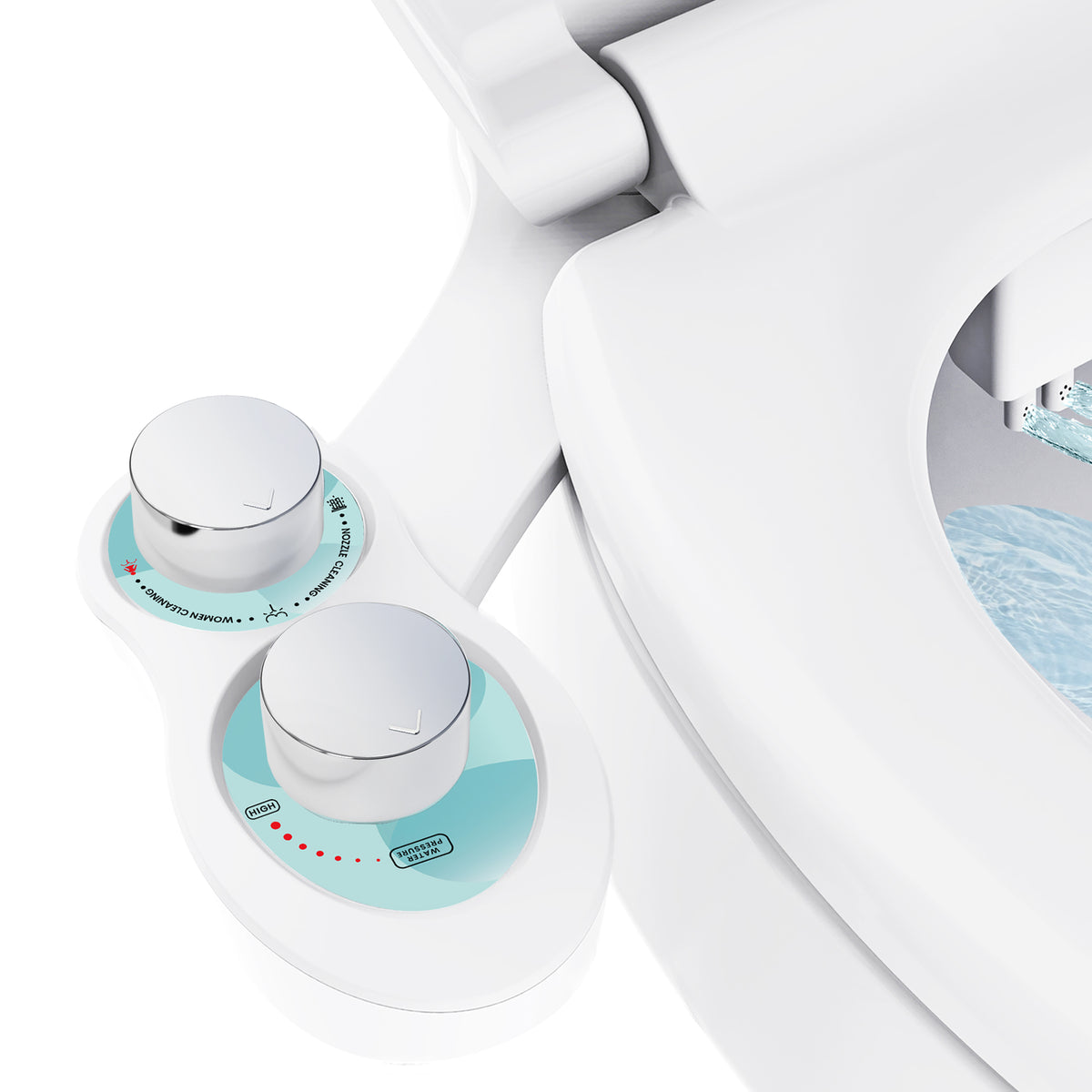 RV Bidet for Camper Toilet, Non-Electric Toilet Sprayer Attachment with Dual Nozzles, Adjustable Pressure