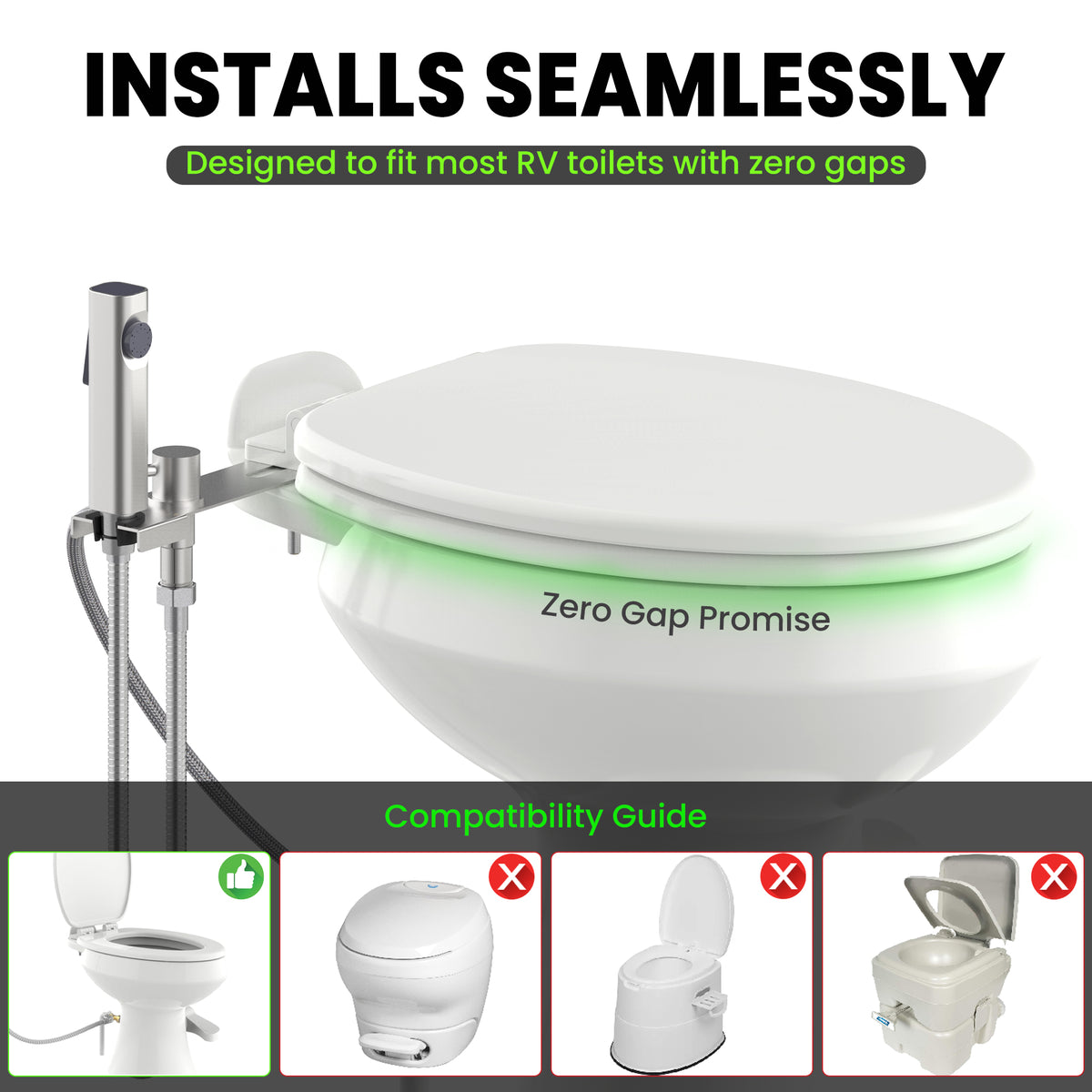 RV Bidet Sprayer with Stainless Steel Holster, Side-Mounted Handheld Bidet with Hose, Sprayer