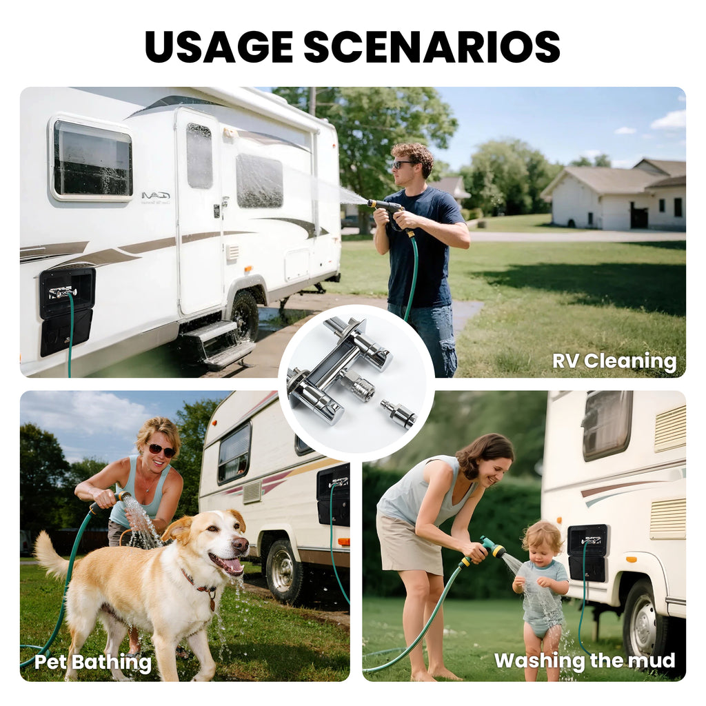 All Metal RV Interior/Exterior Shower Faucet with Quick Connect