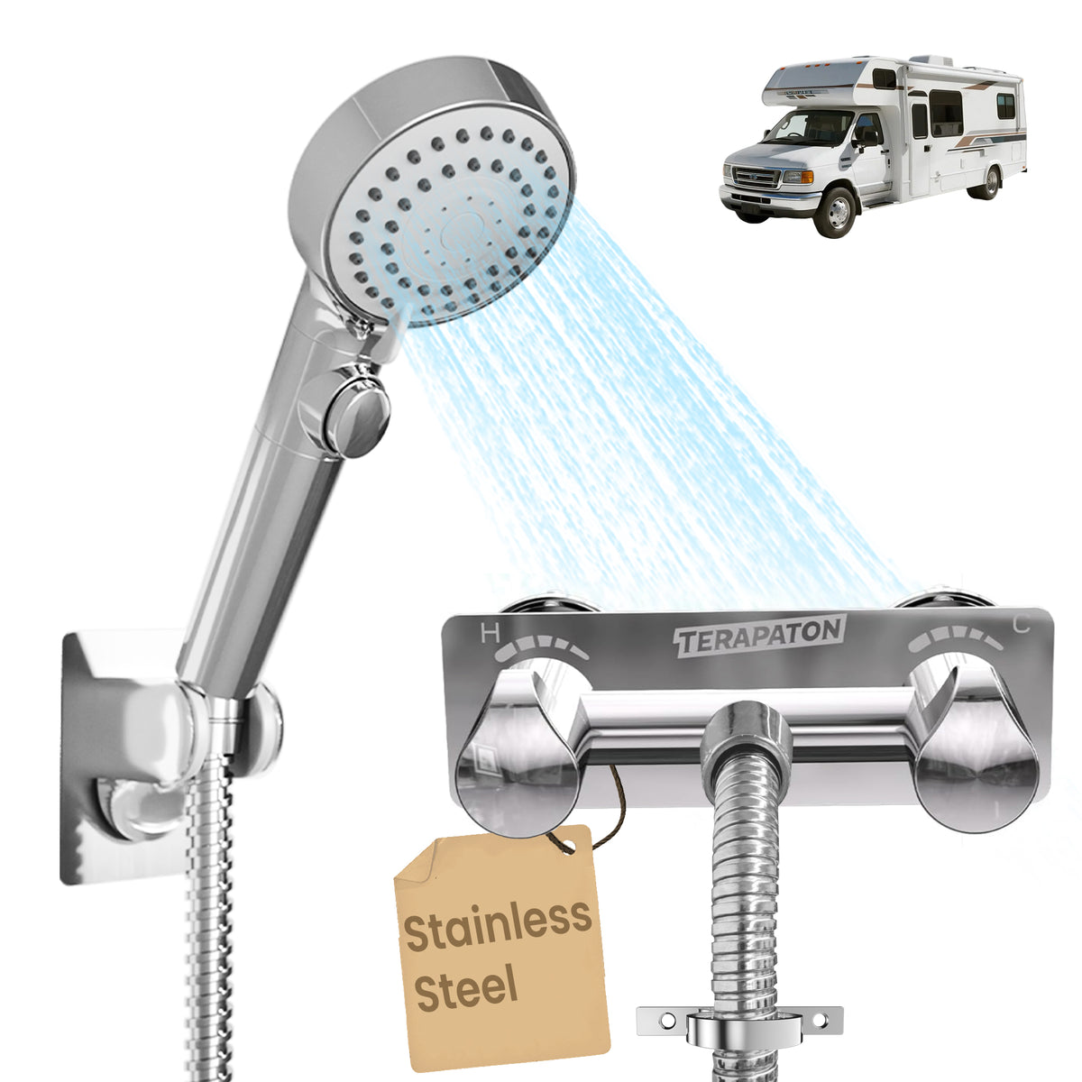 RV Shower Faucet Set with Hose and Shower Head